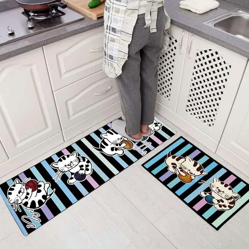 Miniatura 4 de Juego de 1 tapete de cocina antifatiga, antideslizante, acolchado, cómodo, impermeable, 16 x 47 pulgadas