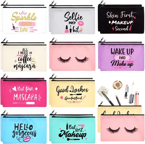 Reginary 20 piezas de regalos inspiradores de Navidad al por mayor para mujeres, bolsa de cosméticos, bolsa de maquillaje con cremallera para