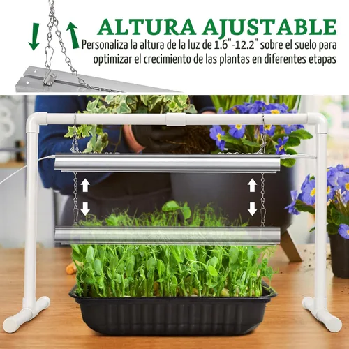 Miniatura 4 de SOLIGT Luces de Cultivo para Inicio de Semillas, Luces de Crecimiento LED de Espectro Completo de 2 Pies con 4 Niveles de Brillo y Temporizador