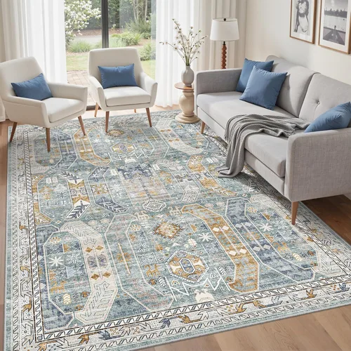 Miniatura 76 de befbee Alfombras de 6x9 pulgadas para sala de estar - Alfombras lavables a máquina resistentes a las manchas para dormitorio, alfombra de área