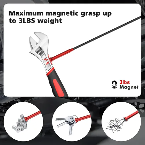 Miniatura 4 de Housolution Herramienta Agarradora Magnética de 28.34 pulgadas de Cuatro Garras, Recogedor Alcanzador de Manguera Doblable Barredora con Luz LED