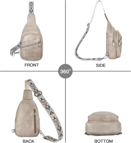 Miniatura 41 de Telena Bolso bandolera para mujer, bolso cruzado para mujer, cangurera de cuero vegano con correa ajustable