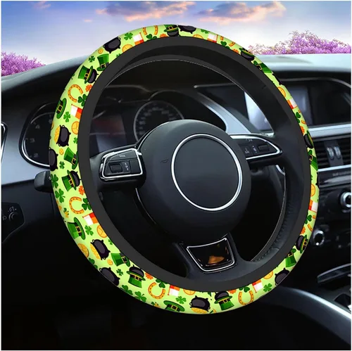 Miniatura 9 de Swono - Funda antideslizante para volante de conejito de Pascua, lindos conejos, mariposas, flores, rama a rayas, de neopreno, fundas para volante