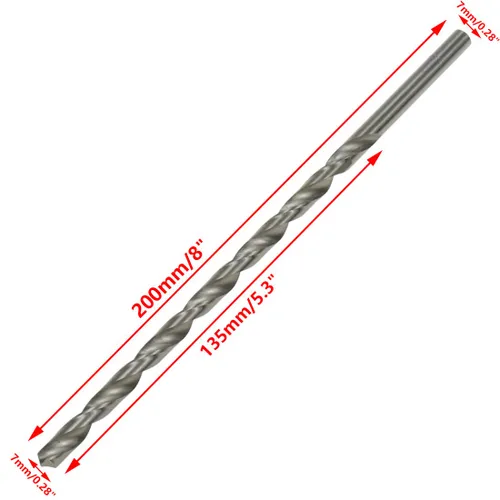 Miniatura 2 de Broca helicoidal de vástago recto para herramienta de perforación eléctrica 7mm/0.28" Diámetro de broca 7.874 in/8 Longitud - 2pcs