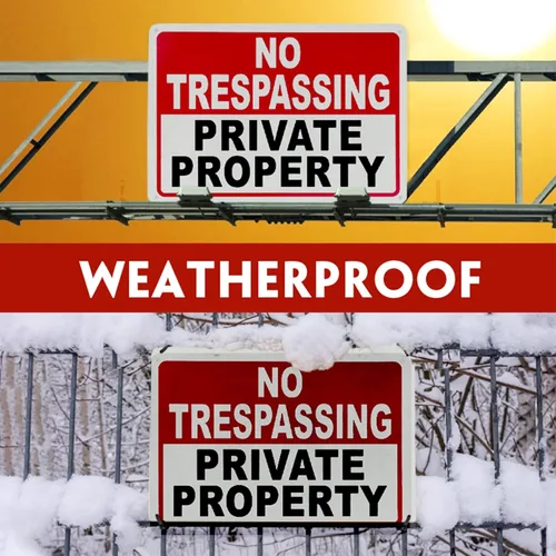 Miniatura 9 de 2 paquetes de señales de no trespassing de propiedad privada – 10x7 pulgadas de aluminio libre de óxido, impreso con UV, recubrimiento reflectante