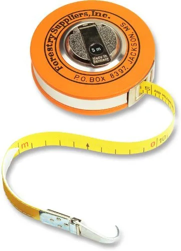 Forestry Suppliers Cinta métrica de diámetro de tela (63.0 in) | Dimensiones de la caja: 3-7/8" x 1-1/8" | Gancho de garra y rebobinado de manivela