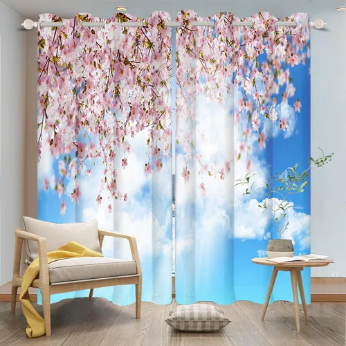Miniatura 86 de Cortinas japonesas con pintura de tinta, monte Fuji, sol rojo, puesta de sol, hojas de bambú, cortinas de ventana para dormitorio, sala de estar