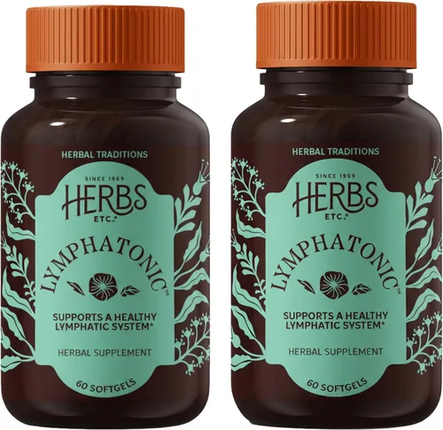 Miniatura 9 de Herbs Etc. Cápsulas blandas linfáticas, suplemento de hierbas para apoyo linfático y desintoxicación, raíz de bardana y raíz roja, apoyo