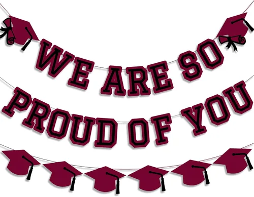 Miniatura 16 de Letrero con texto en inglés «We Are So Proud Of You», decoración para fiesta de graduación, guirnalda de tapa de felicitaciones, letrero de pared