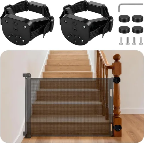 Miniatura 12 de Puerta retráctil para bebé, puerta extra ancha de seguridad para niños o mascotas, 33 pulgadas de alto, se extiende a 55 pulgadas de ancho, puerta