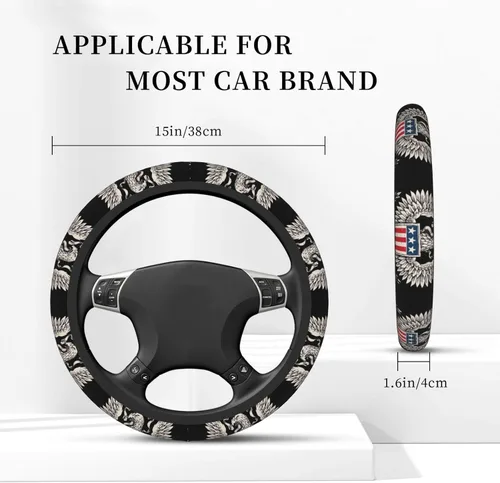 Miniatura 4 de Funda para volante de coche SAKTEPLE con forro antideslizante, funda universal de 15 pulgadas, accesorios de interior de coche de moda para mujeres