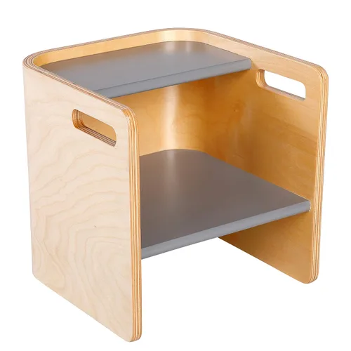 Miniatura 13 de ECR4Kids Silla cúbica multiusos de madera curvada, muebles para niños, natural