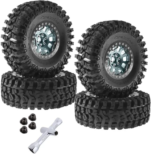 Miniatura 9 de Rc Llantas y neumáticos de 2.2 pulgadas para 1/10 SCX10 SCX10 II 90046 SCX10 III AXI03007 TRX4 TRX6 D90 VS4-10 Gen8 MST CFX, RC Crawler Car 4 piezas