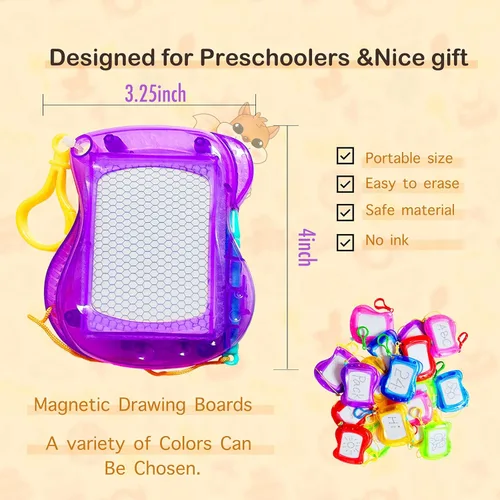 Miniatura 2 de Paquete de 24 mini tableros de dibujo magnéticos con llavero para mochila, juguetes de bocetos borrables al por mayor para niños, aula, regalos