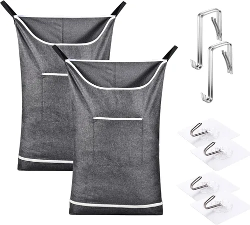Cesto colgante para ropa sucia detrás de la puerta, para colgar la ropa sucia, ahorra espacio, con cremallera, cesta para colgar en la puerta con 2