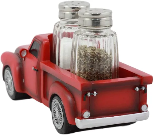 Miniatura 5 de Ebros - Figura clásica de camioneta roja a la antigua usanza, para cocteleras de cristal y salero, decoración de cocina, estatua (S&P Shakers)
