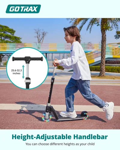 Miniatura 3 de Gotrax K03 - Patinete para niños con ruedas de 5" con luz LED y manillares ajustables, diseño ligero y plataforma antideslizante, carga máxima