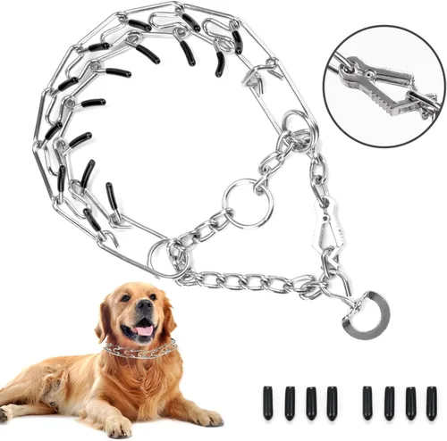 Collar de punta para perro, collar de entrenamiento para perros con clip de liberación rápida, eslabones ajustables de acero inoxidable con puntas