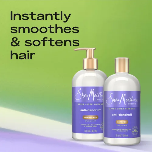 Miniatura 3 de SheaMoisture Champú y acondicionador anticaspa – Vinagre de sidra de manzana, manteca de karité, ácido salicílico al 3% para aliviar la picazón