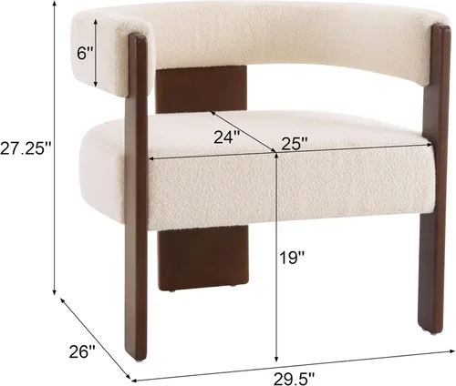 Miniatura 2 de Christopher Knight Home Nettie - Silla decorativa moderna para sala de estar, sofá individual de tela Boucle con marco de madera, cómoda silla