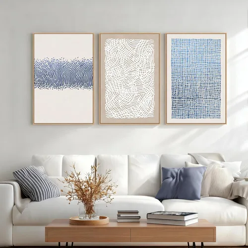 Miniatura 10 de Zessonic Arte de pared moderno bohemio de mediados de siglo, lienzo enmarcado abstracto, pintura de líneas geométricas neutrales, obra de arte