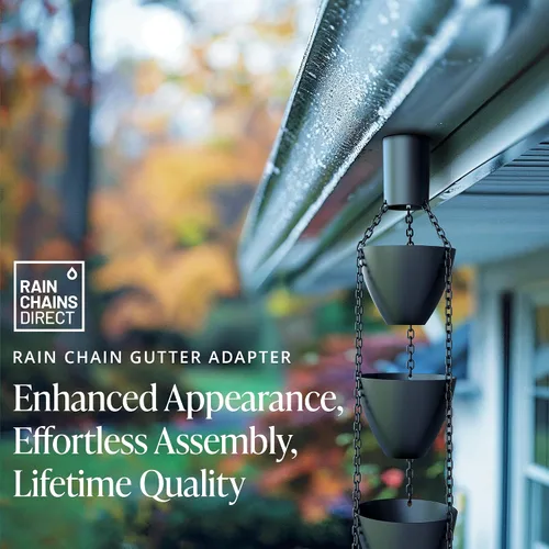 Miniatura 7 de Rain Chains Direct - Adaptador/Instalador de Canalones de Cadena de Lluvia en Aluminio con Revestimiento de Pintura Electrostática Negra Cobre