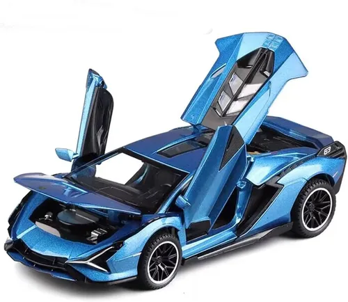 Miniatura 9 de Coche de Juguete Lambo Sian FKP3 Modelo de Coche Fundido con Luces y Sonido, Coche de Juguete con tracción trasera para niños de 3, 4, 5, 6 + años