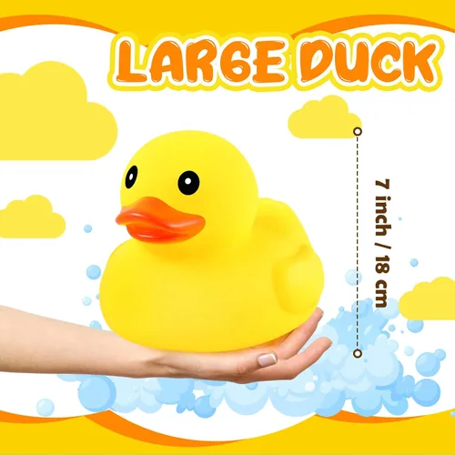 Miniatura 2 de Deekin 6 piezas de patos de goma amarillos grandes a granel grandes chirriantes de goma para bañera flotante para decoración de fiesta