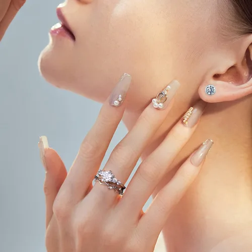 Miniatura 4 de MOOSEA Regalos para el día de San Valentín para ella, anillos de diamantes creados en laboratorio con claridad VVS1 de 14 quilates, color blanco