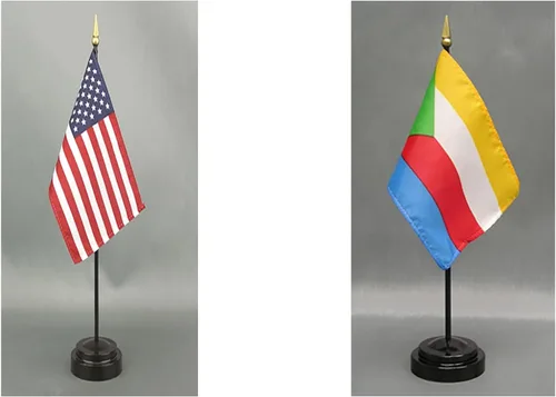 Miniatura 19 de Juego de banderas de escritorio de Afganistán, hecho en Estados Unidos, de rayón de 4 x 6 pulgadas, escritorio de oficina y pequeñas banderas
