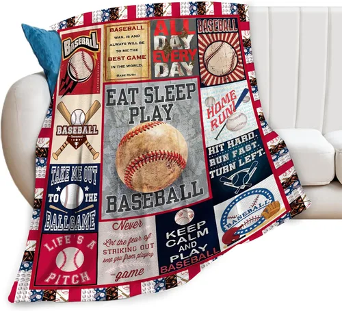 Miniatura 9 de Manta de Béisbol Manta de Béisbol para Arrojar Regalos para Amantes de los Deportes Artículos de Felpa de Forro Polar Franela para la Cama