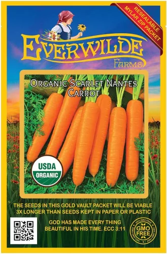 Miniatura 4 de Everwilde Farms - Semillas de zanahoria orgánica Scarlet Nantes de 1 onza - Paquete Gold Vault