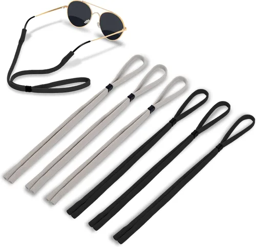 Correa para lentes de sol (paquete de 6) Correa para gafas deportivas, correas para gafas para hombres, soporte para gafas/cordón para mujeres Negro