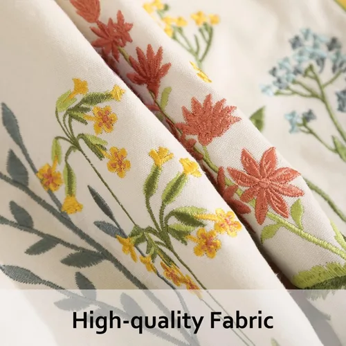 Miniatura 4 de Juego de 2 fundas de almohada bordadas de 16 x 16 pulgadas, diseño vintage de pájaros con flores, fundas de almohada de granja para almohada, fundas