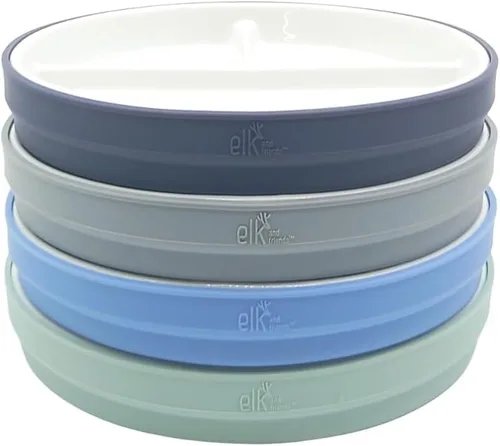 Miniatura 21 de Elk and Friends platos para niños de porcelana divididos de 6.7" con fundas de silicona Adecuados para bebés/niños/niños pequeños Apto