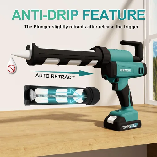 Miniatura 3 de Pistola de calafateo de 20 V de retracción automática sin goteo con LED 10.1 fl oz/10 onzas, herramienta de calafateo de silicona para llenado