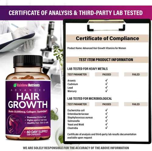 Miniatura 7 de Vitaminas para el crecimiento del cabello para mujeres Biotina 10,000mcg, colágeno, OptiMSM® patentado, goMCT®, Saw Palmetto Regresa