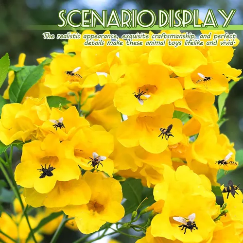 Miniatura 4 de RoundFunny Juego de 20 figuras de abeja de miel realistas, varios modelos de abejas, abejas falsas, colección educativa temprana de criaturas