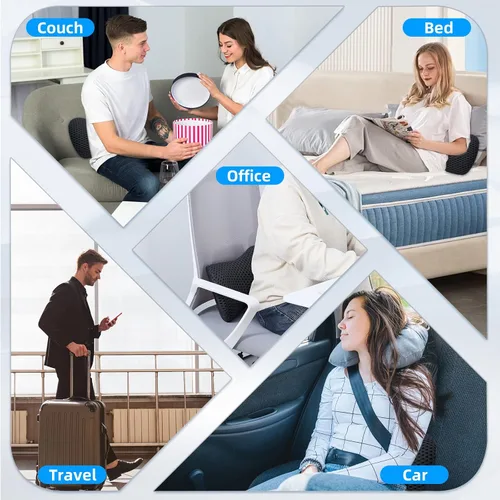 Miniatura 8 de Almohada lumbar, almohada de apoyo lumbar de espuma viscoelástica para silla de oficina y asiento de automóvil, almohada de apoyo para aliviar