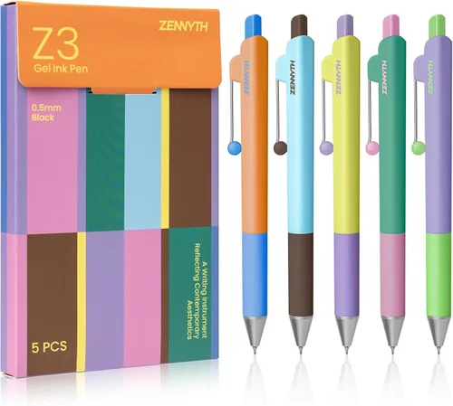 Miniatura 10 de YOXMJDB Bolígrafos de gel, 10 bolígrafos de tinta negra de 0.020 in, bolígrafos retráctiles de secado rápido con barril en forma de diamante