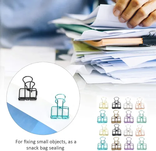 Miniatura 3 de 16 clips huecos para carpeta, 8 colores, diseño de esqueleto, abrazaderas de papel para oficina, escuela, hogar, organizar documentos, archivos