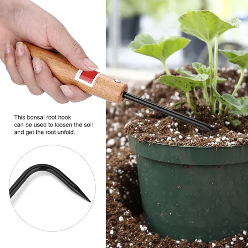 Miniatura 4 de Escardadora, herramienta de deshierbe de jardín de metal con mango de madera, mini extractor de malezas cultivador para excavar bordes plantación