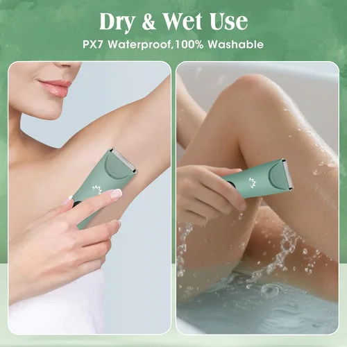 Miniatura 3 de Zesuti Afeitadora Eléctrica para Mujeres con Recorte de Bikini, Maquinillas de Afeitar Eléctricas para Mujeres, Afeitadora Inalámbrica para el Verde