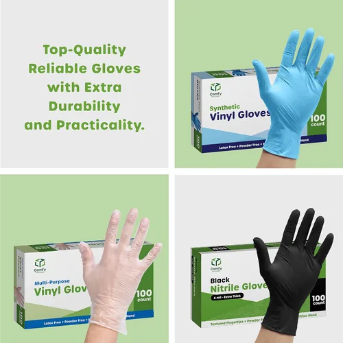 Miniatura 7 de GUSTO Blue Nitrile Gloves, Disposable Gloves – 4 Mil, Latex & Rubber Free, Non-Sterile Powder-Free (Formerly Comfy Package)