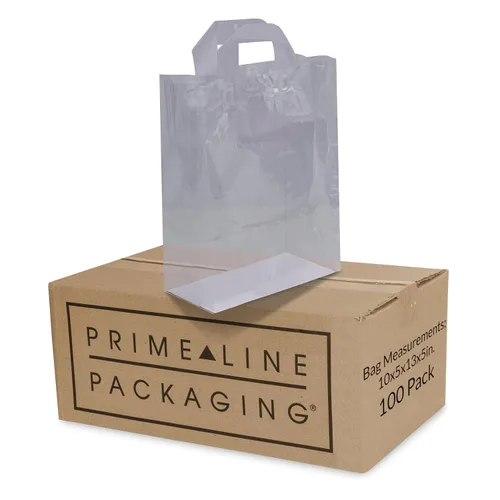 Miniatura 11 de Prime Line Packaging Bolsas de regalo de plástico, bolsas de regalo esmeriladas con asas para pequeñas empresas, compras, suministros de boutique