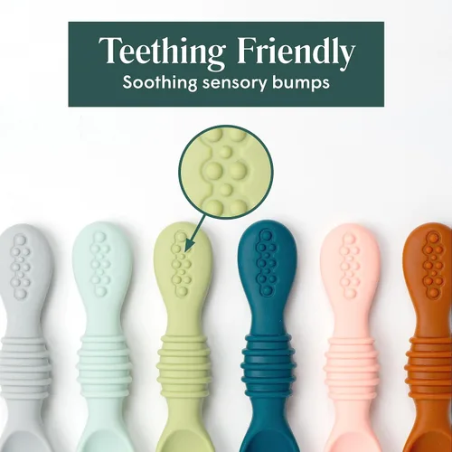 Miniatura 6 de Simka Rose Cucharas de silicona para bebés de alimentación autónoma (paquete de 6) - Cucharas infantiles de primera etapa para bebés y niños