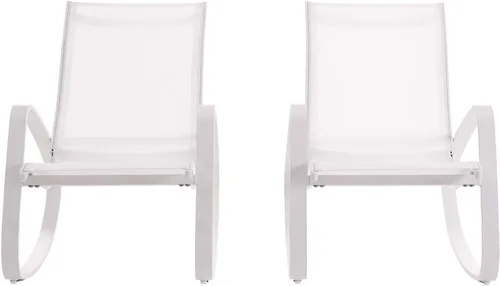 Miniatura 5 de Modway EEI-3180-WHI-WHI-SET - Juego de 2 sillas mecedoras de malla para patio al aire libre, color blanco