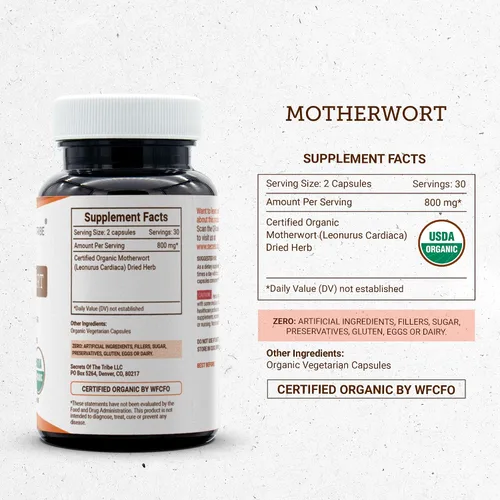 Miniatura 4 de Secrets of the Tribe Motherwort Cápsulas 800 mg USDA Organic Motherwort (Leonurus Cardiaca) Hierba seca, Suplemento de apoyo cardiovascular