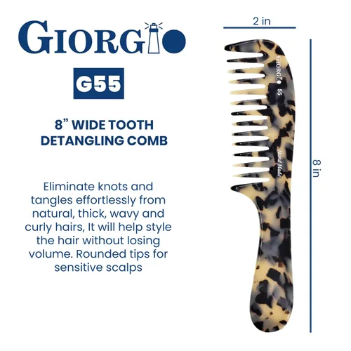 Miniatura 3 de Giorgio G55 TW - Peine de dientes anchos para desenredar el cabello mojado, peine para desenredar el cabello de grosor fino a medio, peines