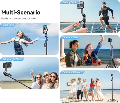 Miniatura 6 de Andoer Trípode de seguimiento automático de cara de 64 pulgadas con soporte, trípode de seguimiento de rotación de 360° con control remoto y control
